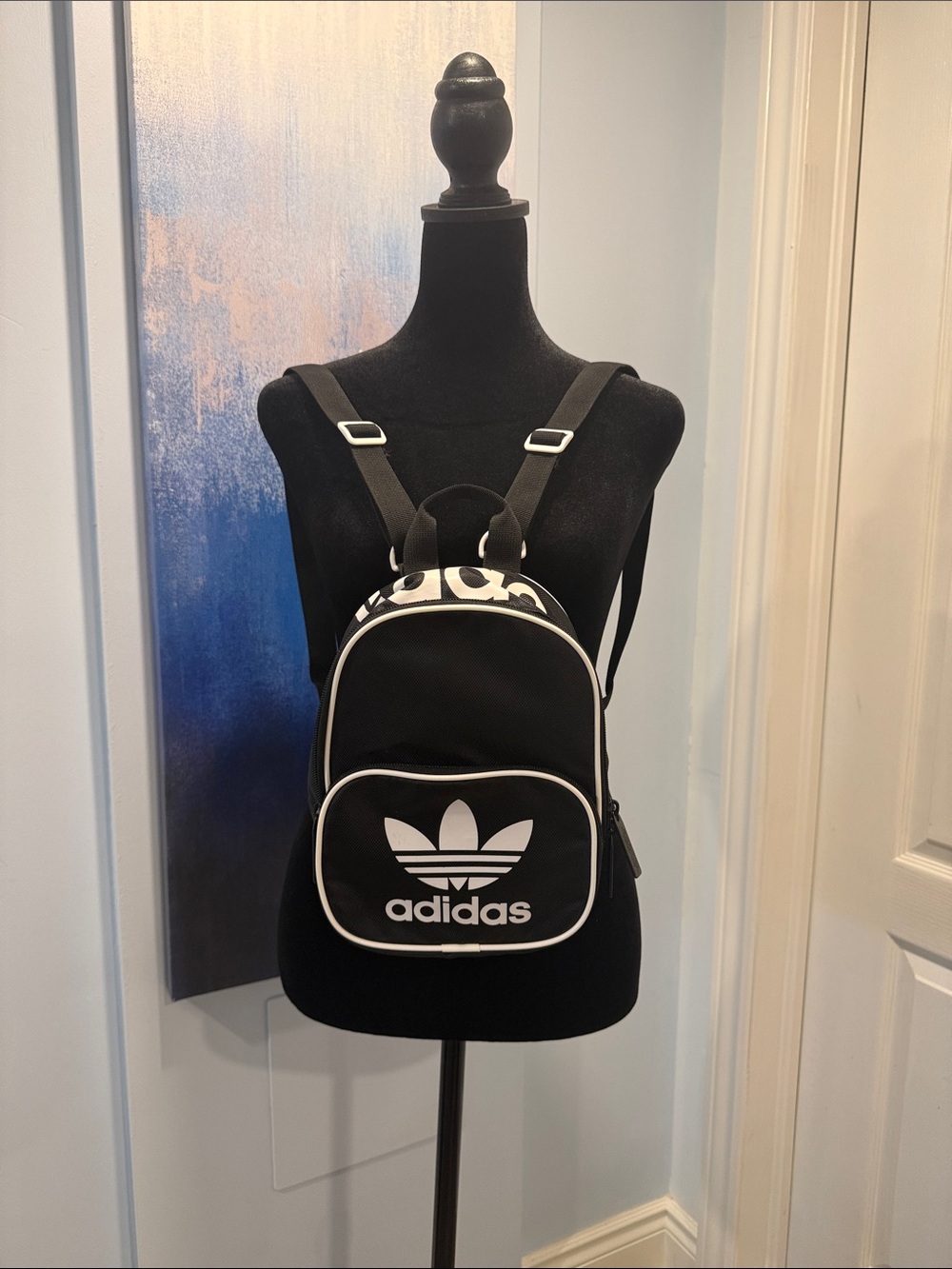 Adidas Black and White Trefoil Mini Backpack